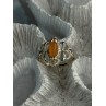 925 Sterling Silver Orange Agate Ring Size 6.5