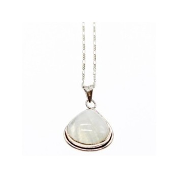 925 Sterling Silver Moonstone Chain with Pendant Italy