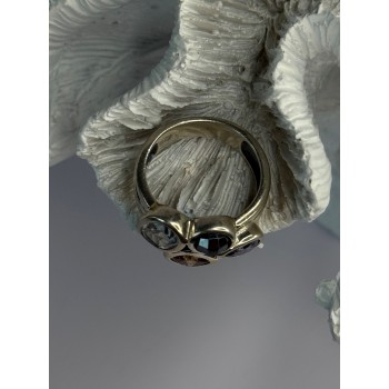 925 Sterling Silver Multi Color Tourmaline Ring Size 8