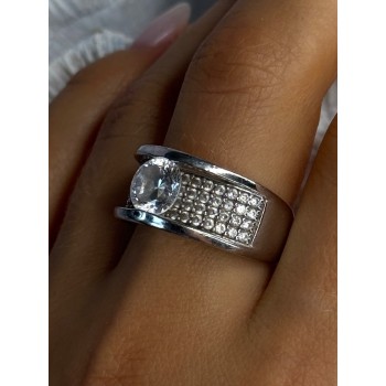 Elegant Design 925 Sterling Silver Cz Ring Size 10