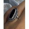 Vintage 925 Sterling Silver Onyx & Marcasite Ring Size 6.5