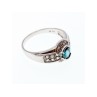 925 STERLING SILVER AQUAMARINE & WHITE BERYL RING SIZE 14.25