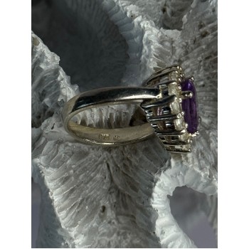 925 Sterling Silver Amethyst & Beryl Ring Size 5.5