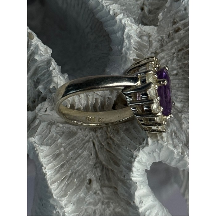 925 Sterling Silver Amethyst & Beryl Ring Size 5.5