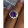 925 Sterling Silver Amethyst & Beryl Ring Size 5.5