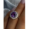 925 Sterling Silver Amethyst & Beryl Ring Size 5.5