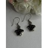 925 Sterling Silver Turtle Black Onyx Earrings Length 1.35 Inch