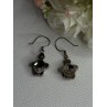 925 Sterling Silver Turtle Black Onyx Earrings Length 1.35 Inch