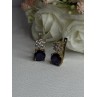 925 Sterling Silver Purple Crystal & CZ Earrings Length 0.70 Inch