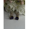925 Sterling Silver Purple Crystal & CZ Earrings Length 0.70 Inch