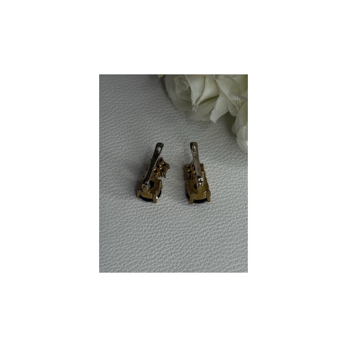 925 Sterling Silver Purple Crystal & CZ Earrings Length 0.70 Inch