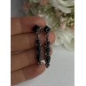 Vintage Jeneva J.a. 925 Sterling Silver Black Onyx Earrings Length 1.60 Inch