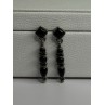 Vintage Jeneva J.a. 925 Sterling Silver Black Onyx Earrings Length 1.60 Inch