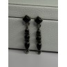 Vintage Jeneva J.a. 925 Sterling Silver Black Onyx Earrings Length 1.60 Inch