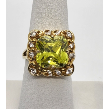 925 Sterling Silver Aquamarine & CZ Ring Size 8