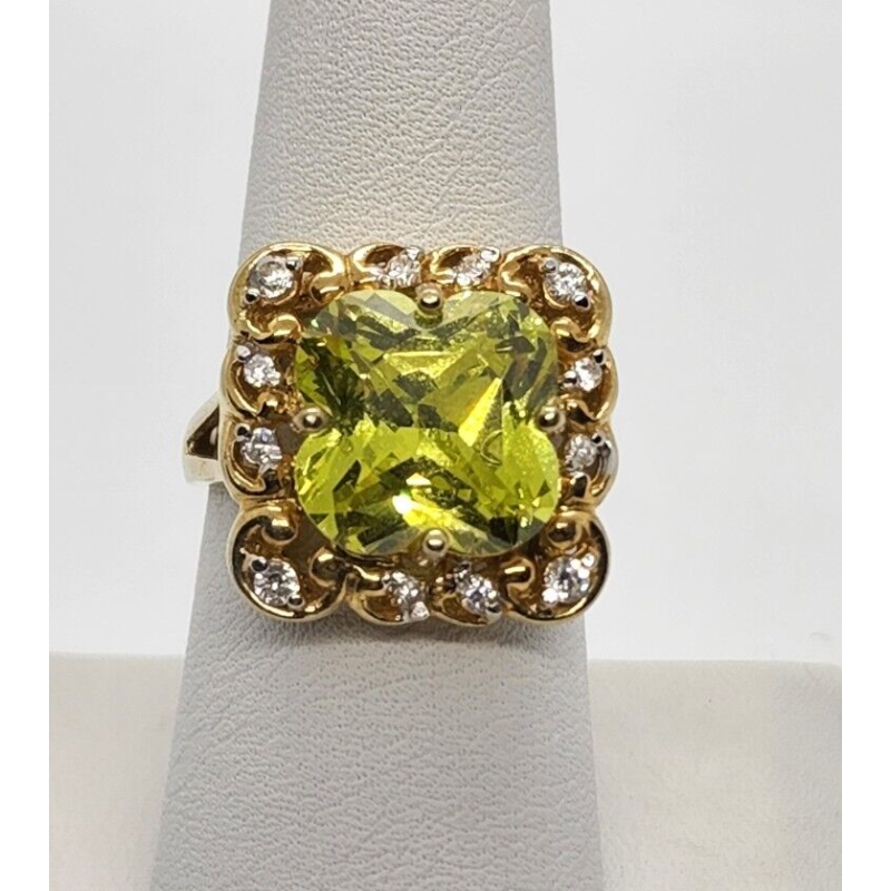 925 Sterling Silver Aquamarine & CZ Ring Size 8