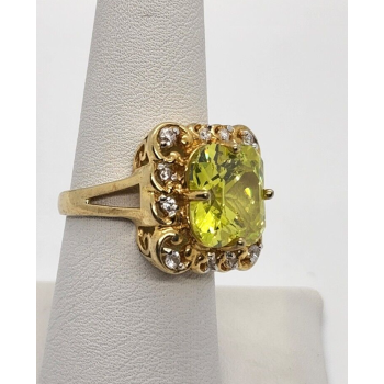 925 Sterling Silver Aquamarine & CZ Ring Size 8