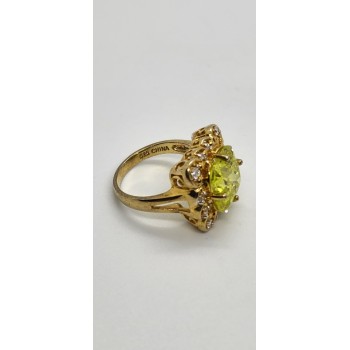 925 Sterling Silver Aquamarine & CZ Ring Size 8