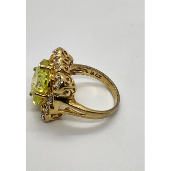 925 Sterling Silver Aquamarine & CZ Ring Size 8