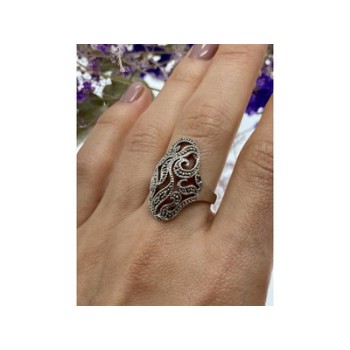 Vintage 925 Sterling Silver Marcasites Ring Size 10.25