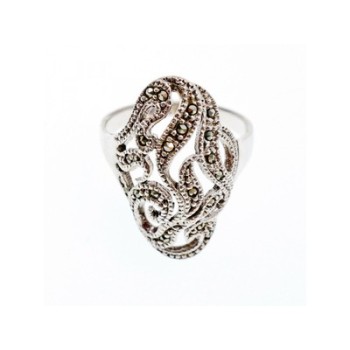 Vintage 925 Sterling Silver Marcasites Ring Size 10.25