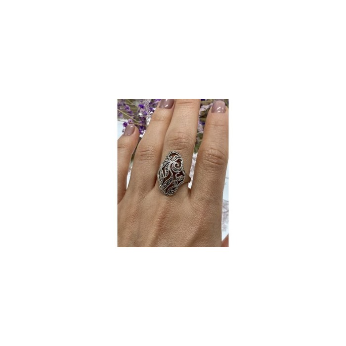 Vintage 925 Sterling Silver Marcasites Ring Size 10.25