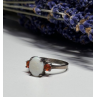 925 Sterling Silver Opal & Hessonite Ring Size 8