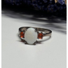 925 Sterling Silver Opal & Hessonite Ring Size 8