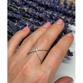 925 Sterling Silver Gold Plated CZ Ring Size 8