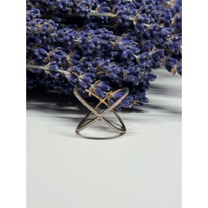 925 Sterling Silver Gold Plated CZ Ring Size 8