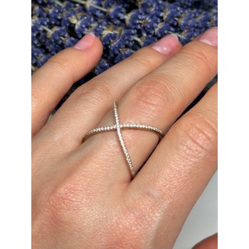 925 Sterling Silver Gold Plated CZ Ring Size 8