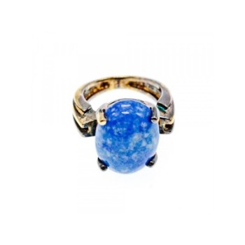 Vintage 925 Sterling Silver Gold Plated Larimar Ring Size 5.5