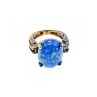 Vintage 925 Sterling Silver Gold Plated Larimar Ring Size 5.5