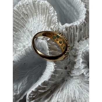 10K YELLOW GOLD RING EMERALD & DIAMOND SIZE 6