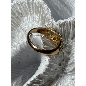10K YELLOW GOLD RING EMERALD & DIAMOND SIZE 6