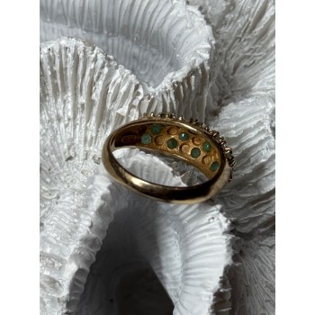 10K YELLOW GOLD RING EMERALD & DIAMOND SIZE 6