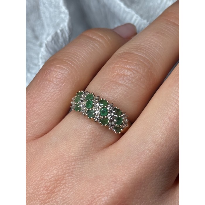 10K YELLOW GOLD RING EMERALD & DIAMOND SIZE 6