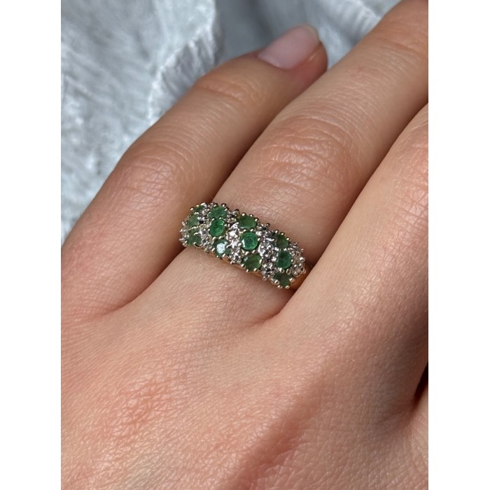 10K YELLOW GOLD RING EMERALD & DIAMOND SIZE 6