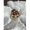 14K YELLOW GOLD RING GARNET FLOWER SIZE 5