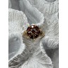 14K YELLOW GOLD RING GARNET FLOWER SIZE 5