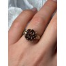 14K YELLOW GOLD RING GARNET FLOWER SIZE 5