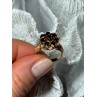 14K YELLOW GOLD RING GARNET FLOWER SIZE 5