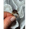 14K YELLOW GOLD RING GARNET FLOWER SIZE 5