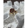 14K YELLOW GOLD RING GARNET FLOWER SIZE 5