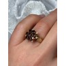 14K YELLOW GOLD RING GARNET FLOWER SIZE 5