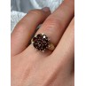 14K YELLOW GOLD RING GARNET FLOWER SIZE 5