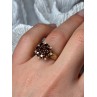 14K YELLOW GOLD RING GARNET FLOWER SIZE 5