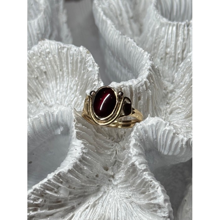 14K YELLOW GOLD AMBER ELEGANT RING SIZE 5