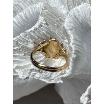 14K YELLOW GOLD AMBER ELEGANT RING SIZE 5