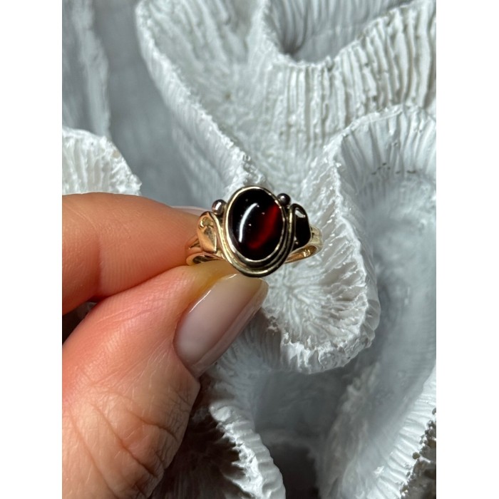 14K YELLOW GOLD AMBER ELEGANT RING SIZE 5